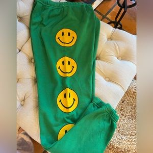 Aviator Nation Green Smiley Sweatpants Sz XS